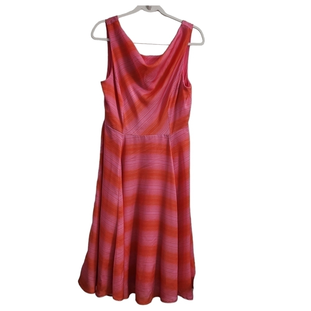 Eva Franco Anthropologie Dress 8 Pink Striped Knee-length Fit & Flare Sleeveless